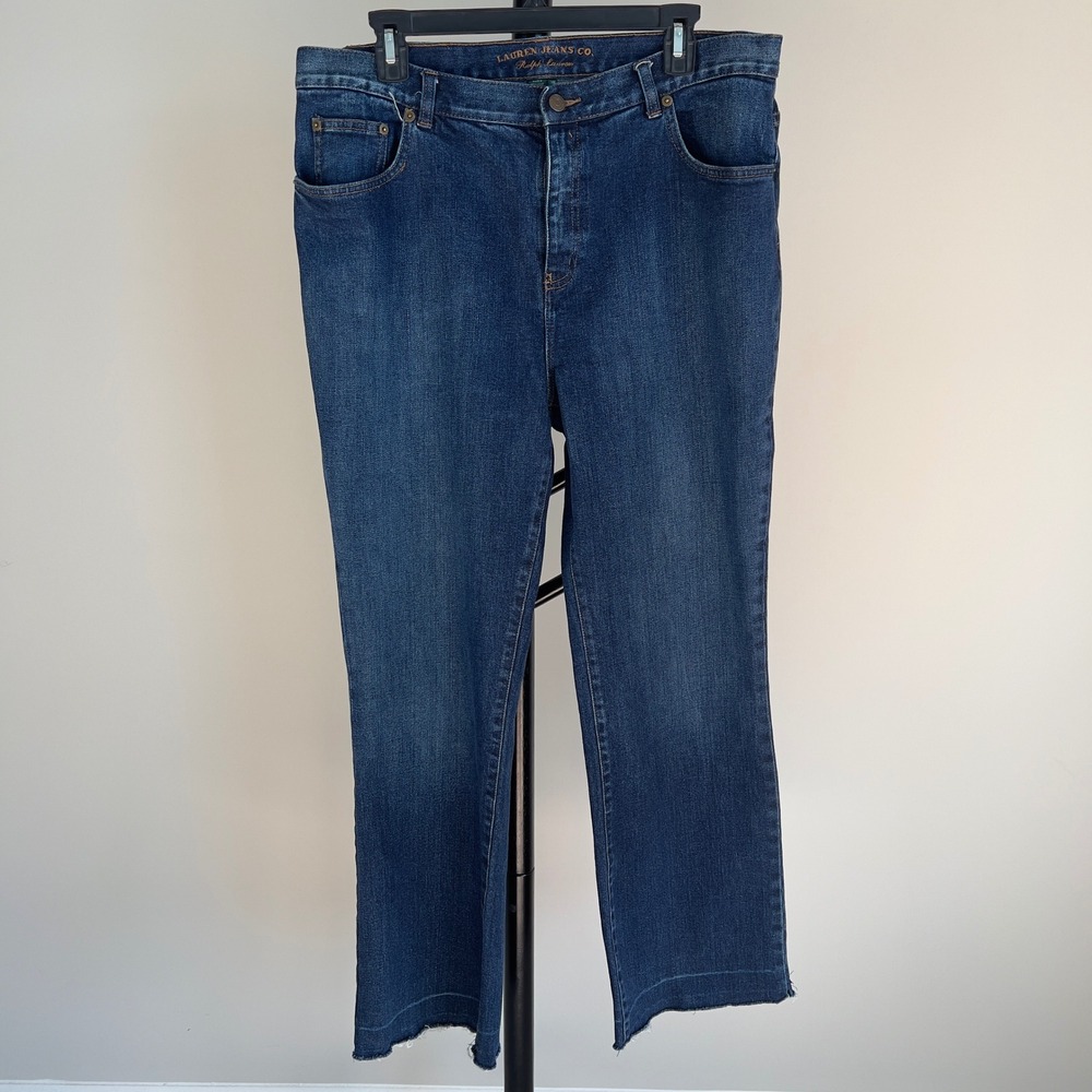 Lauren Ralph Lauren Jeans Co Dark Wash Raw Hem Straight Leg Jeans 14W